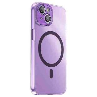 For iPhone 14 Plus PC Crystal Clear Frosted Magnetic Magsafe Phone Case(Purple)