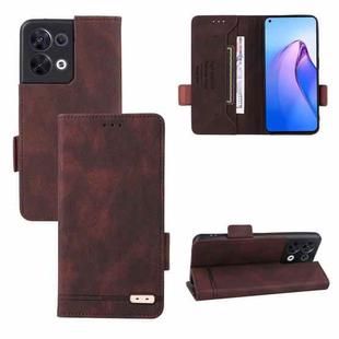 For OPPO Reno8 5G Magnetic Clasp Flip Leather Phone Case(Brown)