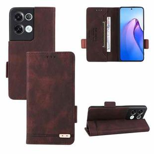 For OPPO Reno8 Pro 5G Magnetic Clasp Flip Leather Phone Case(Brown)