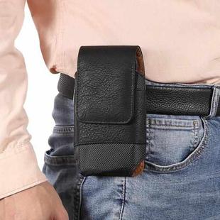 For 6.5 inch Mobile Phone Cowhide Texture Oxford Cloth Waist Bag(Black)