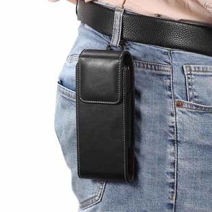 Lambskin Texture Leather Waist Bag for Folding Mobile Phone(Black)
