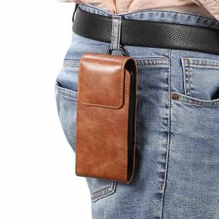 Lambskin Texture Leather Waist Bag for Folding Mobile Phone(Brown)