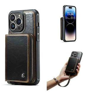 For iPhone 14 Pro JEEHOOD C22 Series Zipper Wallet Phone Case(Coffee)