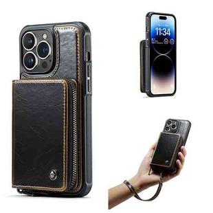 For iPhone 14 Pro Max JEEHOOD C22 Series Zipper Wallet Phone Case(Coffee)