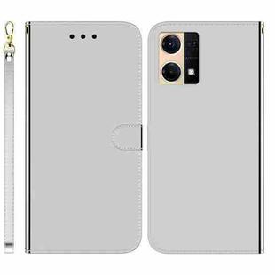 For OPPO Reno7 4G Imitated Mirror Surface Flip Leather Phone Case(Silver)