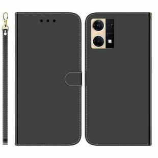 For OPPO Reno7 4G Imitated Mirror Surface Flip Leather Phone Case(Black)