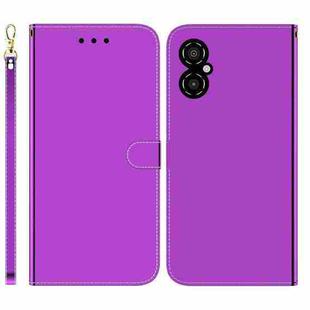 For Xiaomi Poco M4 5G Imitated Mirror Surface Flip Leather Phone Case(Purple)