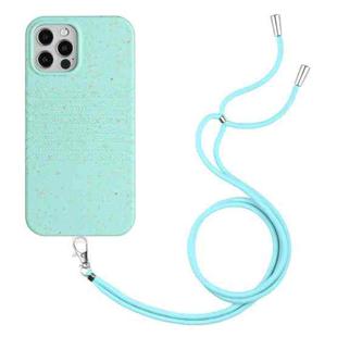 For iPhone 13 Pro Wheat Straw Material Degradable TPU Phone Case with Lanyard(Light Green)