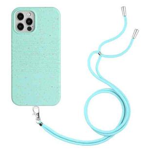 For iPhone 12 Pro Wheat Straw Material Degradable TPU Phone Case with Lanyard(Light Green)