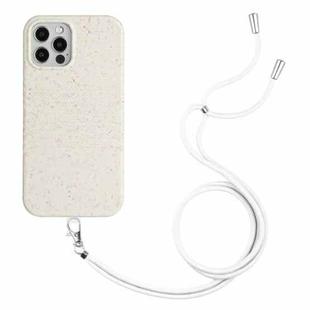 For iPhone 11 Pro Max Wheat Straw Material Degradable TPU Phone Case with Lanyard(White)
