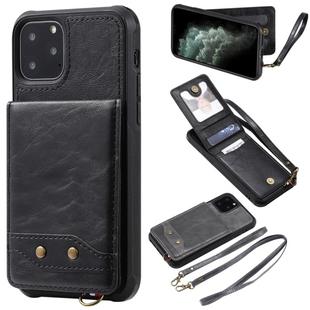 For iPhone 11 Pro Vertical Flip Shockproof Leather Protective Case with Long Rope, Support Card Slots & Bracket & Photo Holder & Wallet Function(Black)