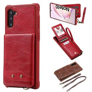 For Galaxy Note 10 Vertical Flip Shockproof Leather Protective Case with Long Rope, Support Card Slots & Bracket & Photo Holder & Wallet Function(Red)