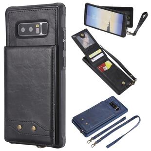 For Galaxy Note 8 Vertical Flip Shockproof Leather Protective Case with Long Rope, Support Card Slots & Bracket & Photo Holder & Wallet Function(Black)