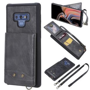 For Galaxy Note 9 Vertical Flip Shockproof Leather Protective Case with Long Rope, Support Card Slots & Bracket & Photo Holder & Wallet Function(Gray)