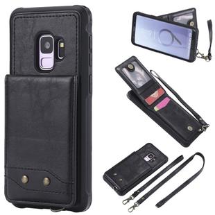 For Galaxy S9 Vertical Flip Shockproof Leather Protective Case with Long Rope, Support Card Slots & Bracket & Photo Holder & Wallet Function(Black)