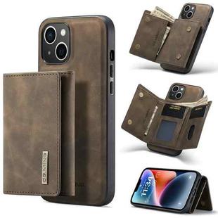 For iPhone 14 DG.MING M1 Series 3-Fold Multi Card Wallet Leather Case(Coffee)