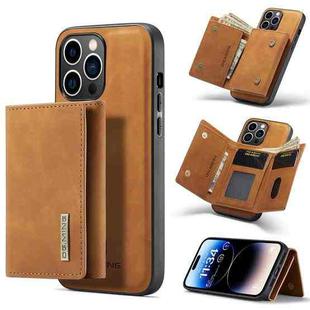 For iPhone 14 Pro DG.MING M1 Series 3-Fold Multi Card Wallet Leather Case(Brown)