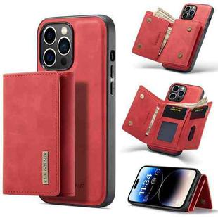 For iPhone 14 Pro DG.MING M1 Series 3-Fold Multi Card Wallet Leather Case(Red)