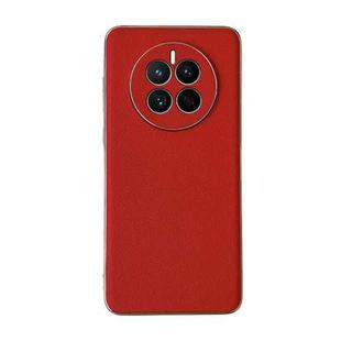 For Huawei Mate 50 Genuine Leather Luolai Series Electroplating Phone Case(Red)
