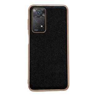 For Xiaomi Redmi Note 11 Pro 4G Global/5G Global/Note 11E Pro Genuine Leather Luolai Series Electroplating Phone Case(Black)