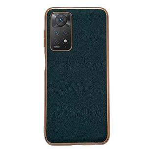 For Xiaomi Redmi Note 11 Pro 4G Global/5G Global/Note 11E Pro Genuine Leather Luolai Series Electroplating Phone Case(Dark Green)