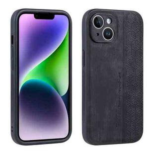For iPhone 14 AZNS 3D Embossed Skin Feel Phone Case(Black)