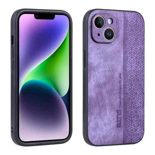 For iPhone 14 AZNS 3D Embossed Skin Feel Phone Case(Purple)