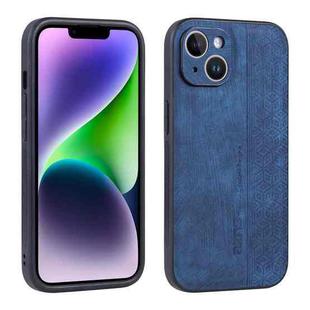 For iPhone 14 Plus AZNS 3D Embossed Skin Feel Phone Case(Sapphire Blue)