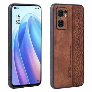 For OPPO Reno7 SE 5G AZNS 3D Embossed Skin Feel Phone Case(Brown)