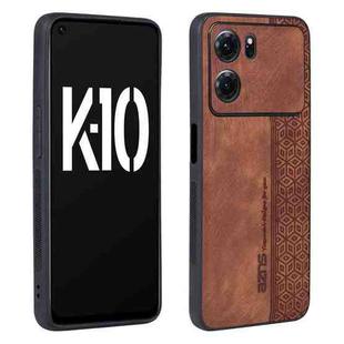 For OPPO K10 5G AZNS 3D Embossed Skin Feel Phone Case(Brown)