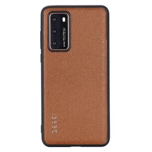 For Huawei P40 GEBEI Full-coverage Shockproof Leather Protective Case(Brown)