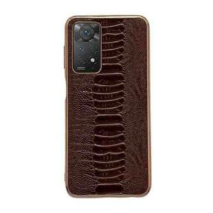 For Xiaomi Redmi Note 11 Pro 4G Global/5G Global/Note 11E Pro Genuine Leather Weilai Series Nano Plating Phone Case(Coffee)