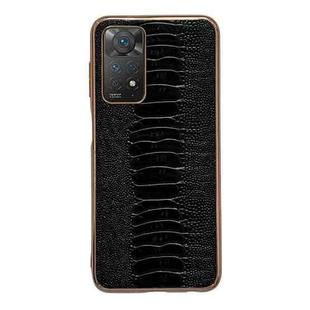 For Xiaomi Redmi Note 11 Global/Note 11S 4G Genuine Leather Weilai Series Nano Plating Phone Case(Black)
