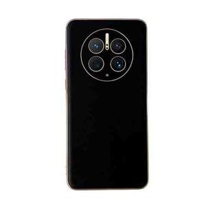 For Huawei Mate 50 Pro Genuine Leather Xiaoya Series Nano Plating Phone Case(Black)