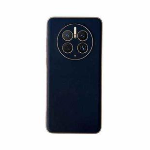 For Huawei Mate 50 Pro Genuine Leather Xiaoya Series Nano Plating Phone Case(Blue)