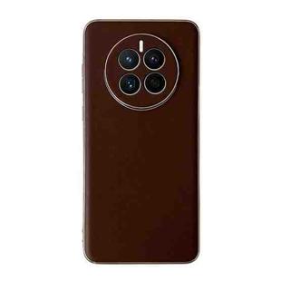 For Huawei Mate 50 Genuine Leather Xiaoya Series Nano Plating Phone Case(Coffee)