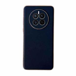 For Huawei Mate 50 Genuine Leather Xiaoya Series Nano Plating Phone Case(Blue)
