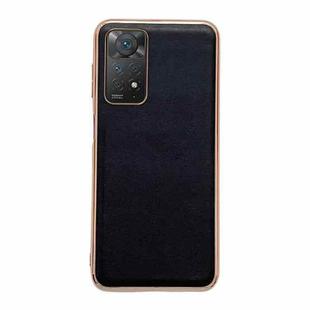 For Xiaomi Redmi Note 11 Pro 4G Global/5G Global/Note 11E Pro Genuine Leather Xiaoya Series Nano Plating Phone Case(Black)
