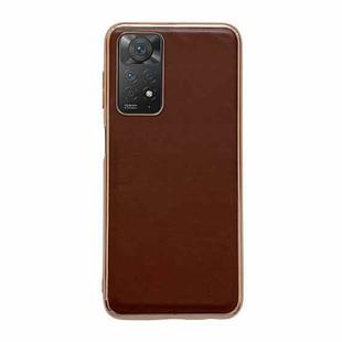 For Xiaomi Redmi Note 11 Pro 4G Global/5G Global/Note 11E Pro Genuine Leather Xiaoya Series Nano Plating Phone Case(Coffee)
