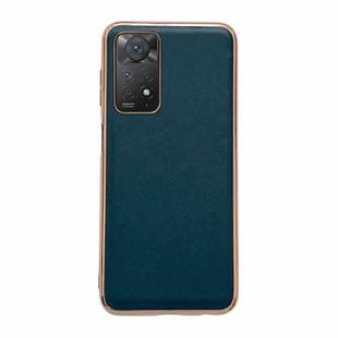 For Xiaomi Redmi Note 11 Pro 4G Global/5G Global/Note 11E Pro Genuine Leather Xiaoya Series Nano Plating Phone Case(Dark Green)