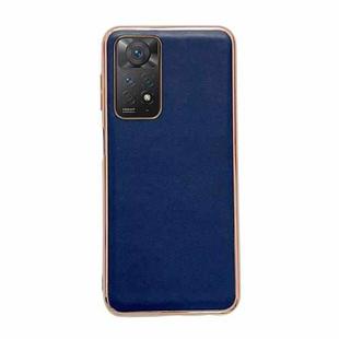 For Xiaomi Redmi Note 11 Global/Note 11S 4G Genuine Leather Xiaoya Series Nano Plating Phone Case(Blue)