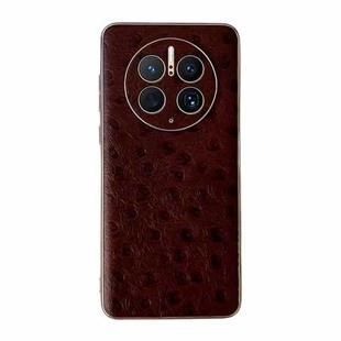 For Huawei Mate 50 Pro Genuine Leather Ostrich Texture Nano Plating Phone Case(Coffee)