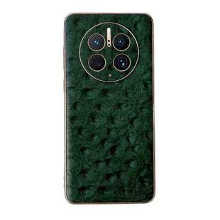 For Huawei Mate 50 Pro Genuine Leather Ostrich Texture Nano Plating Phone Case(Green)