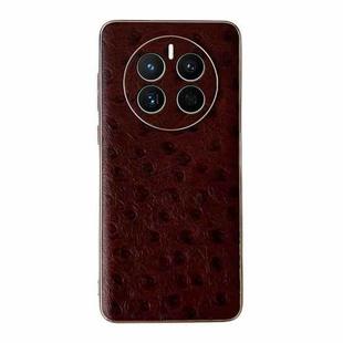 For Huawei Mate 50 Genuine Leather Ostrich Texture Nano Plating Phone Case(Coffee)