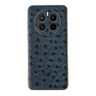 For Huawei Mate 50 Genuine Leather Ostrich Texture Nano Plating Phone Case(Blue)