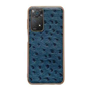 For Xiaomi Redmi Note 11 Pro 4G Global/5G Global/Note 11E Pro Genuine Leather Ostrich Texture Nano Plating Phone Case(Blue)