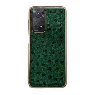 For Xiaomi Redmi Note 11 Pro 4G Global/5G Global/Note 11E Pro Genuine Leather Ostrich Texture Nano Plating Phone Case(Green)