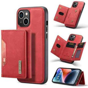 For iPhone 14 DG.MING M2 Series 3-Fold Card Bag Leather Case(Red)