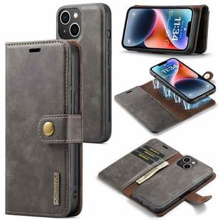 For iPhone 14 DG.MING Crazy Horse Texture Detachable Magnetic Leather Case(Grey)