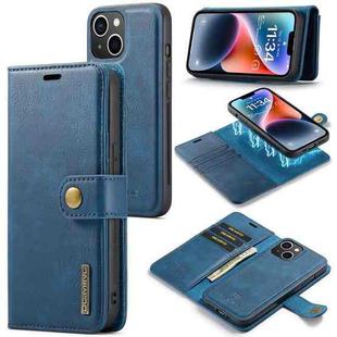 For iPhone 14 DG.MING Crazy Horse Texture Detachable Magnetic Leather Case(Blue)